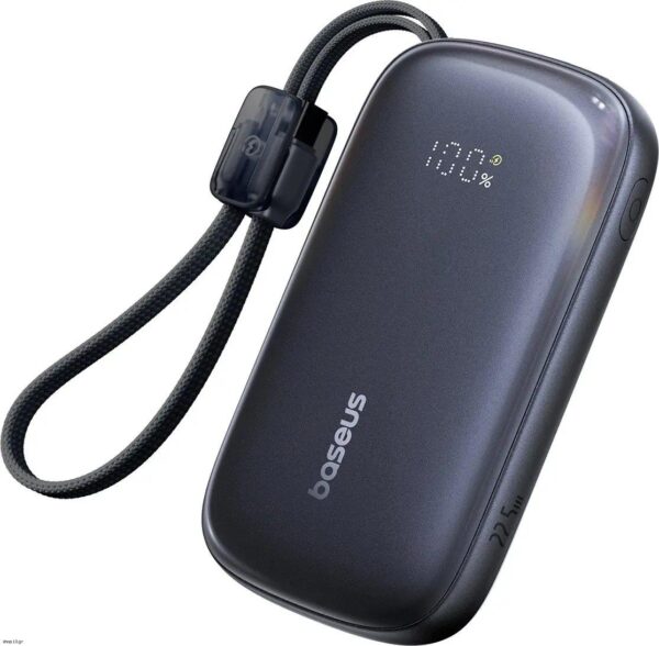 BASEUS ENERFILL FC21 QPOW3 ULTRA, POWERBANK, 20000MAh, ΜΕ  ΚΑΛΩΔΙΟ LIGHTNING, 22.5W, ΜΕ ΨΗΦΙΑΚΗ ΟΘΟΝΗ, ΜΑΥΡΟ
