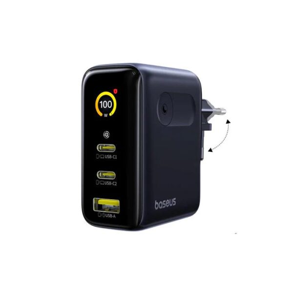 BASEUS PICOGO AE21, ΣΕΤ ΓΡΗΓΟΡΗΣ ΦΟΡΤΙΣΗΣ, 2 ΘΥΡΕΣ, ΜΕ ΚΑΛΩΔΙΟ TYPE-C ΣΕ TYPE-C, 100W, ΜΑΥΡΟ