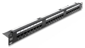 DELOCK patch panel 91087 για rack 19", 1U, 24 θυρών, CAT 6 UTP, με LED, μαύρο