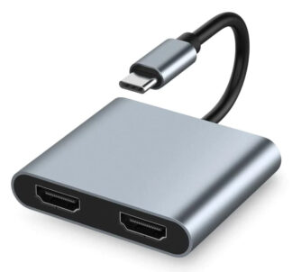 POWERTECH docking station CAB-UC083, 2 θυρών HDMI, USB-C, 4K, γκρι