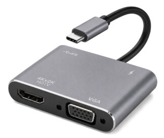 POWERTECH docking station CAB-UC101, 4 θυρών, USB-C, 4K, 100W, γκρι