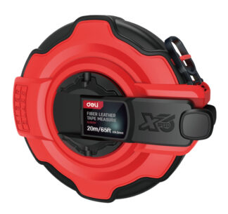 DELI μετροταινία DL9920Y με μηχανισμό αναδίπλωσης, fibreglass ταινία, 20m/65ft x 14.5mm