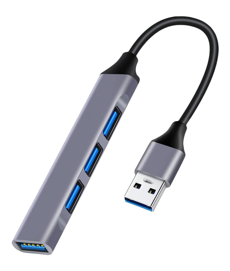 POWERTECH USB hub PT-1114, 4x θυρών, 5Gbps, USB σύνδεση, γκρι