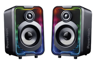 POWERTECH ηχεία PT-1575 με RGB φωτισμό, 2x 5W, Bluetooth & USB/USB-C, μαύρα
